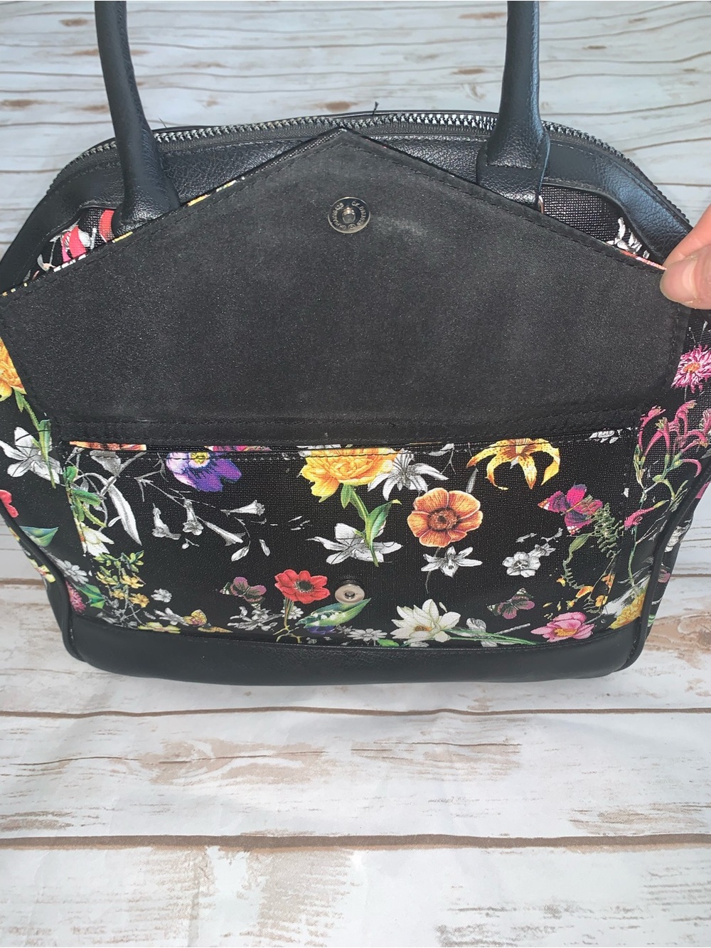 Torrid  Black Floral Shoulder Tote with Removable Strap - Picture 6 of 15